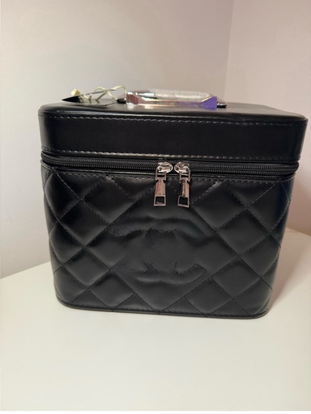 Black Quilted Large Vanity Case